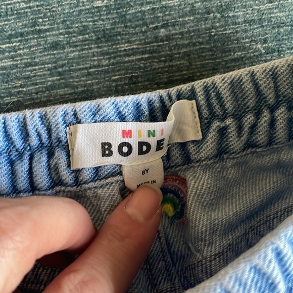 Mini Boden Kids Blue Denim Pants with Rainbow Embroidery - Picture 5 of 6